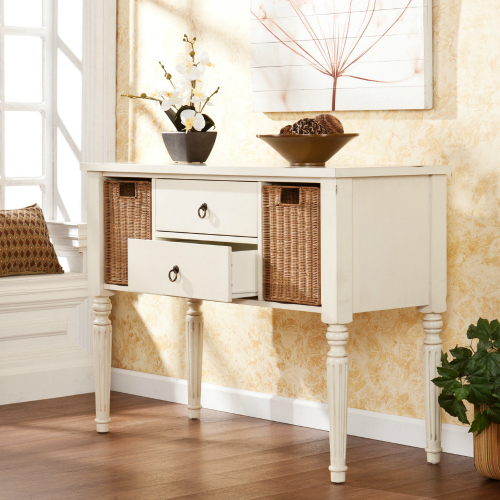 White Console Table with Storage